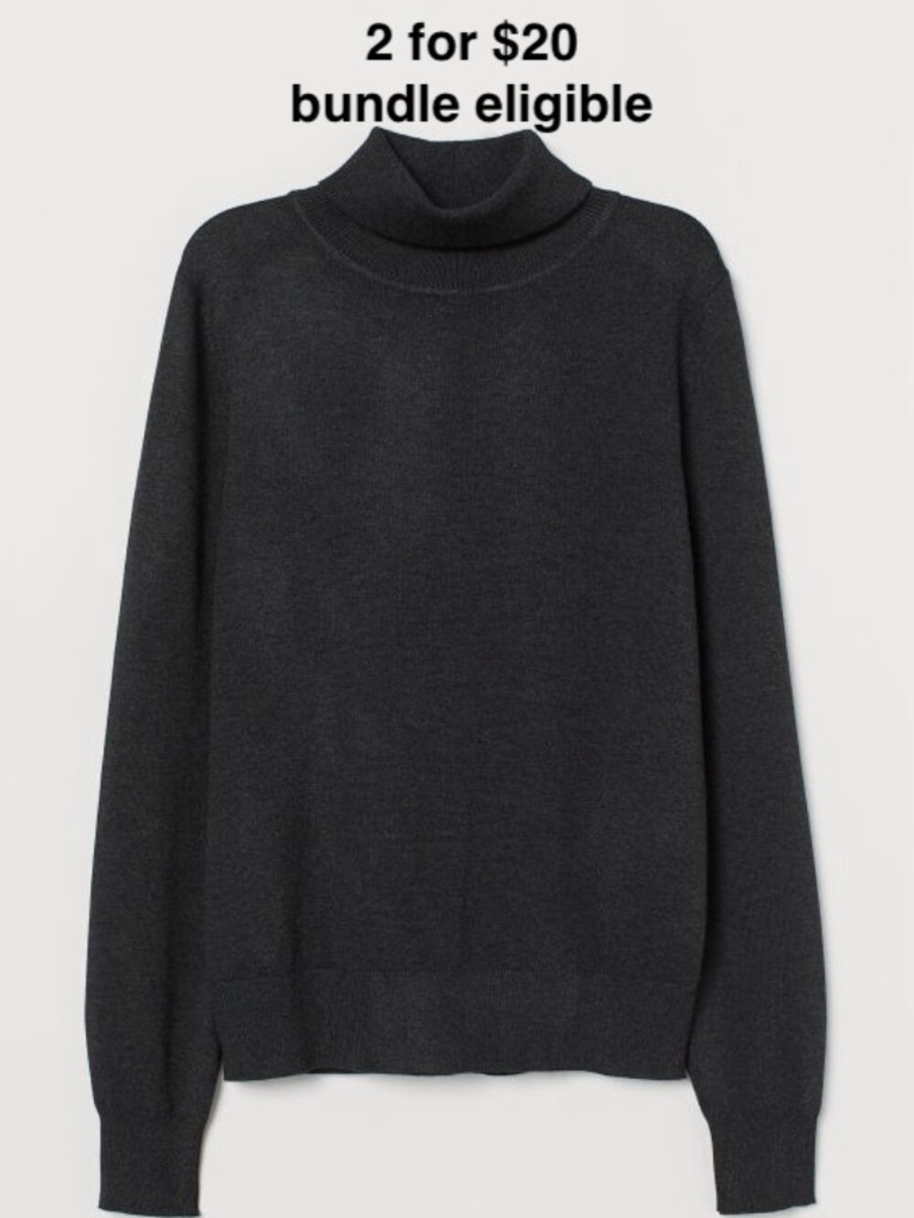 H&M Fine-Knit Turtleneck Sweater in Charcoal Gray Size M